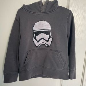 4T Star Wars Hoodie, gray with flip sequins